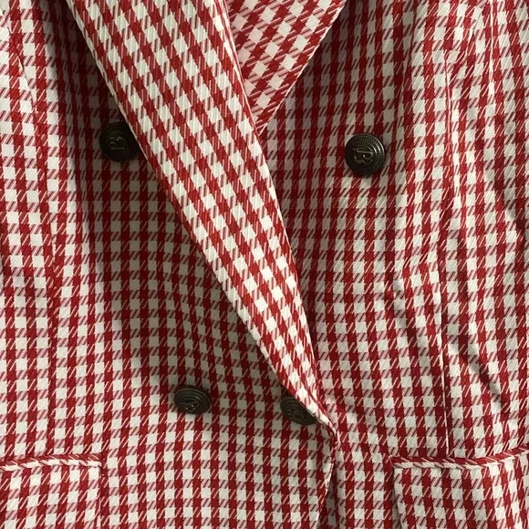 Red & White double breasted houndstooth blazer. 💯 polyester. NWOT. Fully lined - Picture 2 of 9